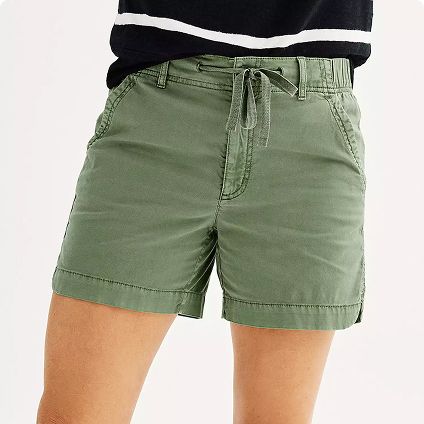 Woman wearing cargo shorts