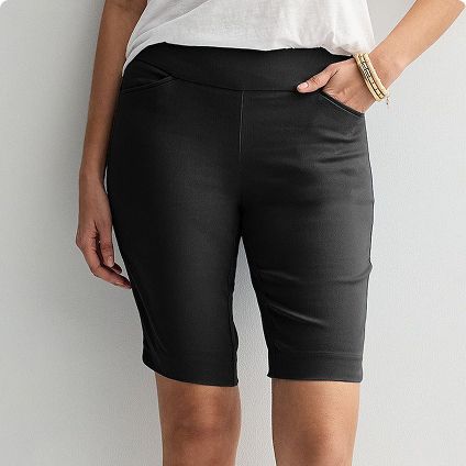 Woman wearing Bermuda shorts