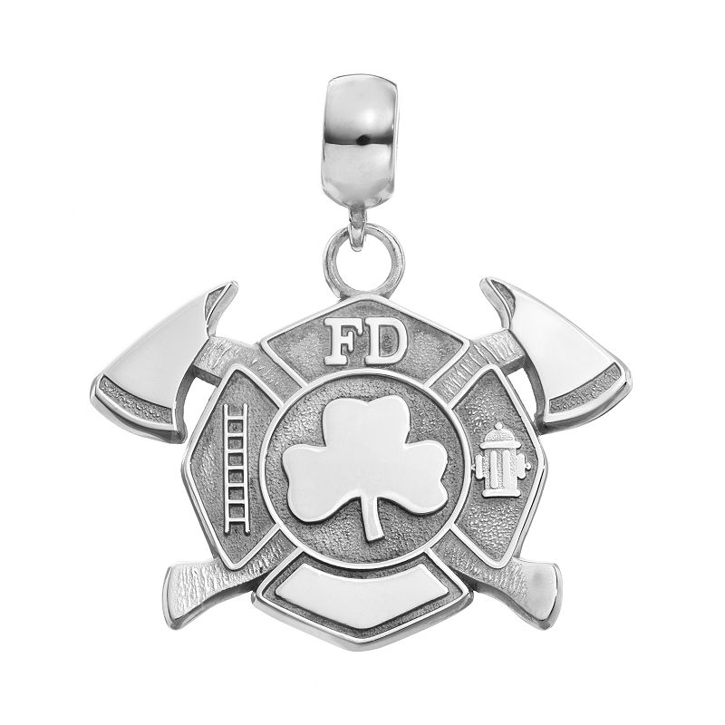 Insignia Collection Sterling Silver Maltese Cross Axes and Shamrock Charm, 