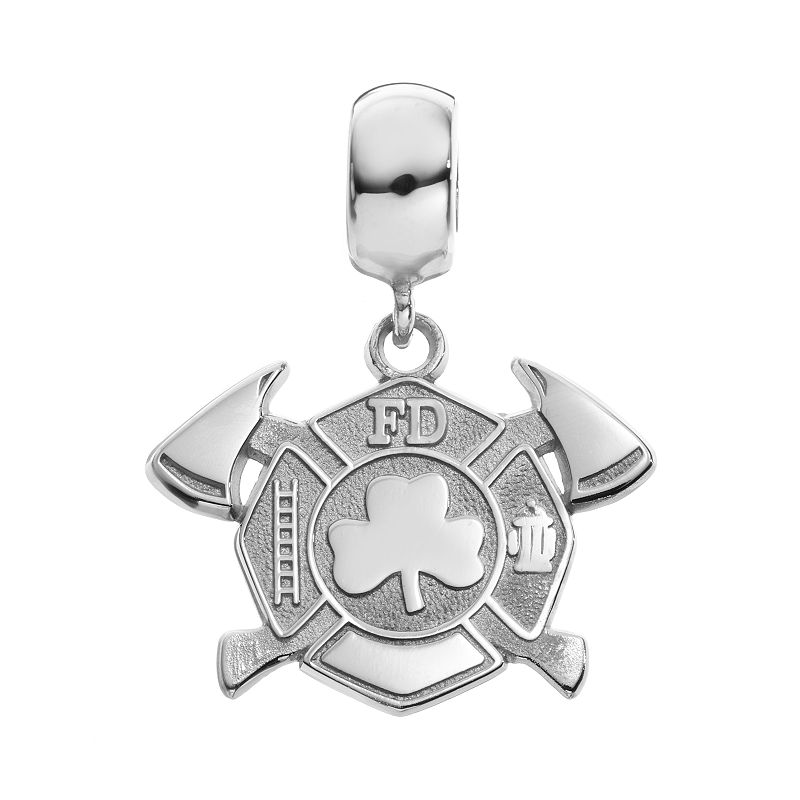 Insignia Collection Sterling Silver Maltese Cross Axes and Shamrock Charm, 