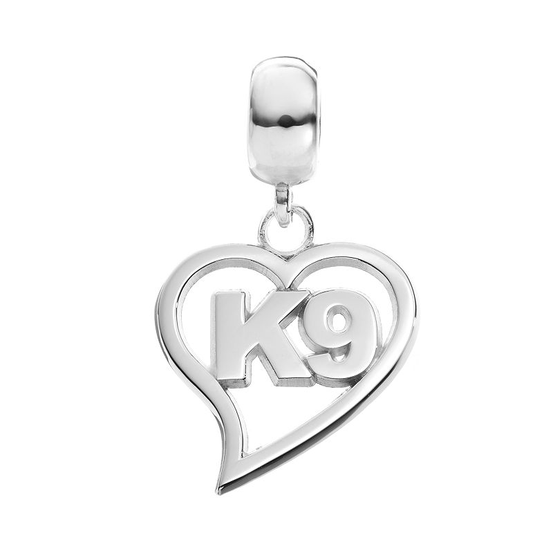 Insignia Collection Sterling Silver K9 Heart Charm, Womens, Multicolo
