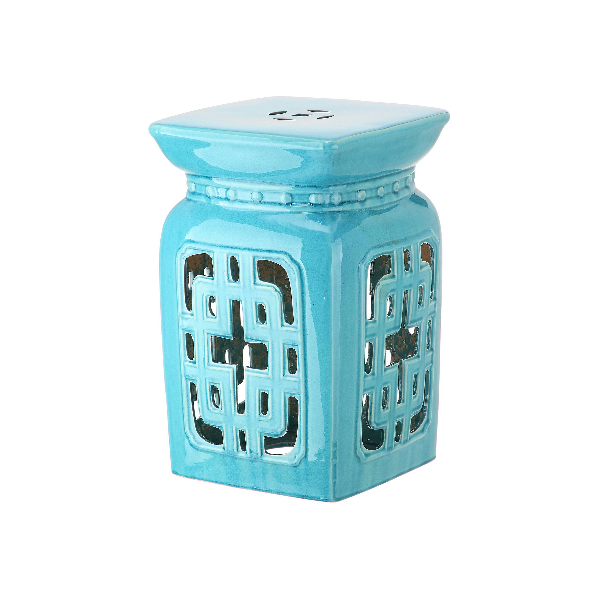 Safavieh Filigree Ceramic Garden Stool, Light Blue