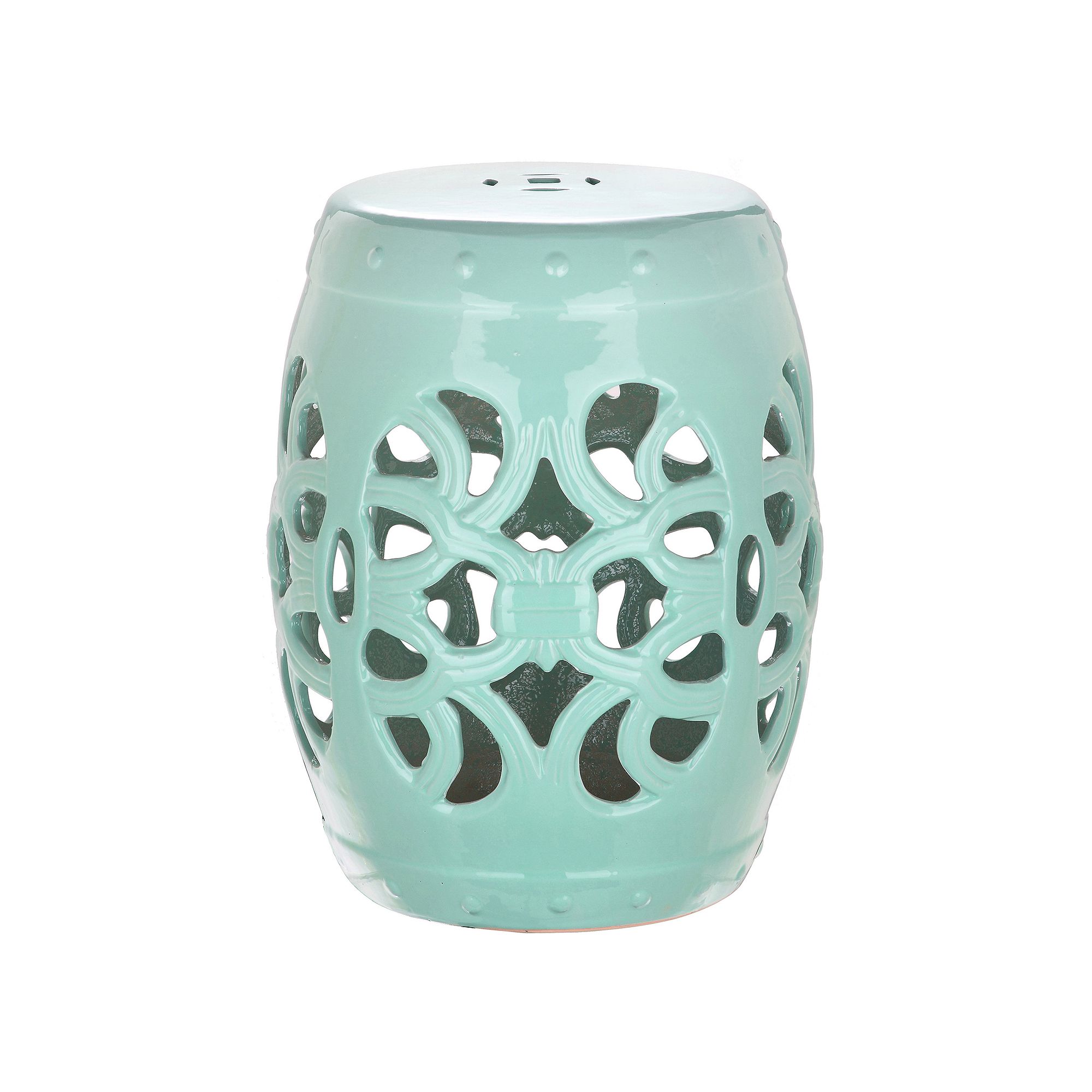 Safavieh Imperial Vine Ceramic Garden Stool, Light Blue