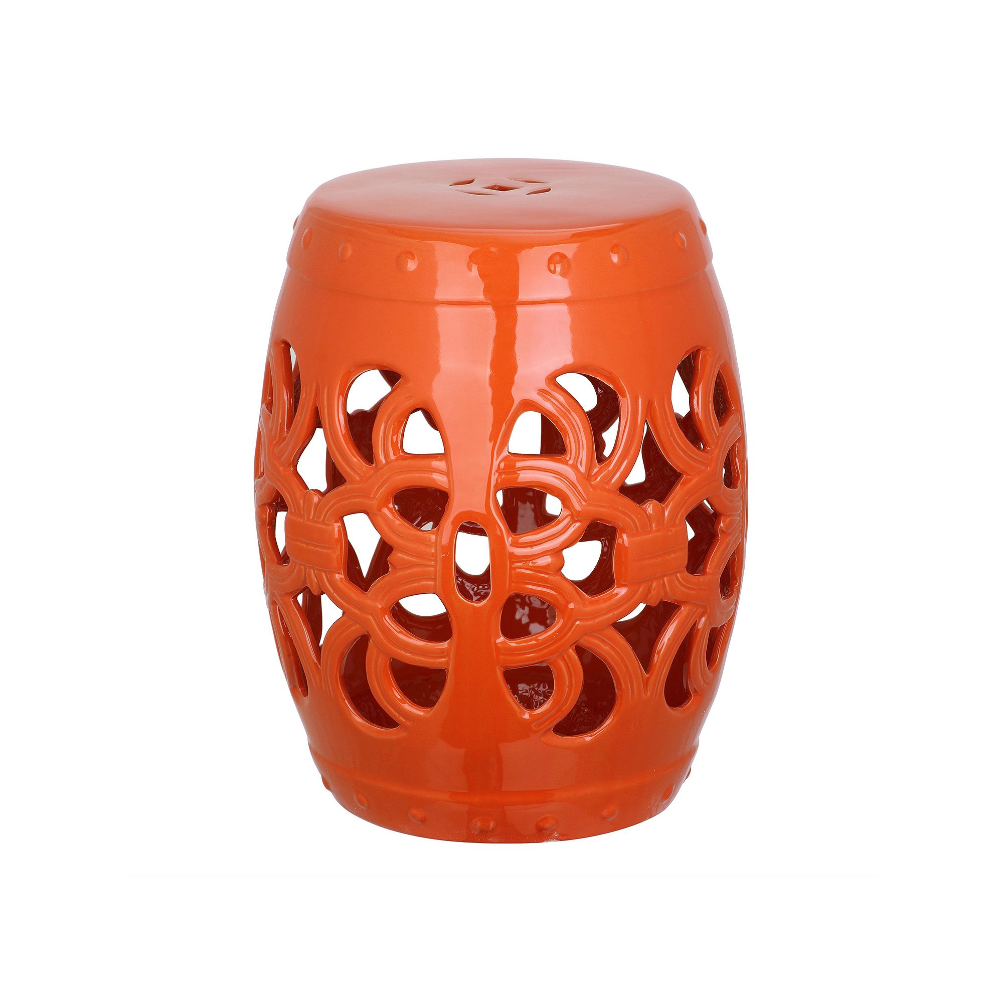 Safavieh Imperial Vine Ceramic Garden Stool, Orange