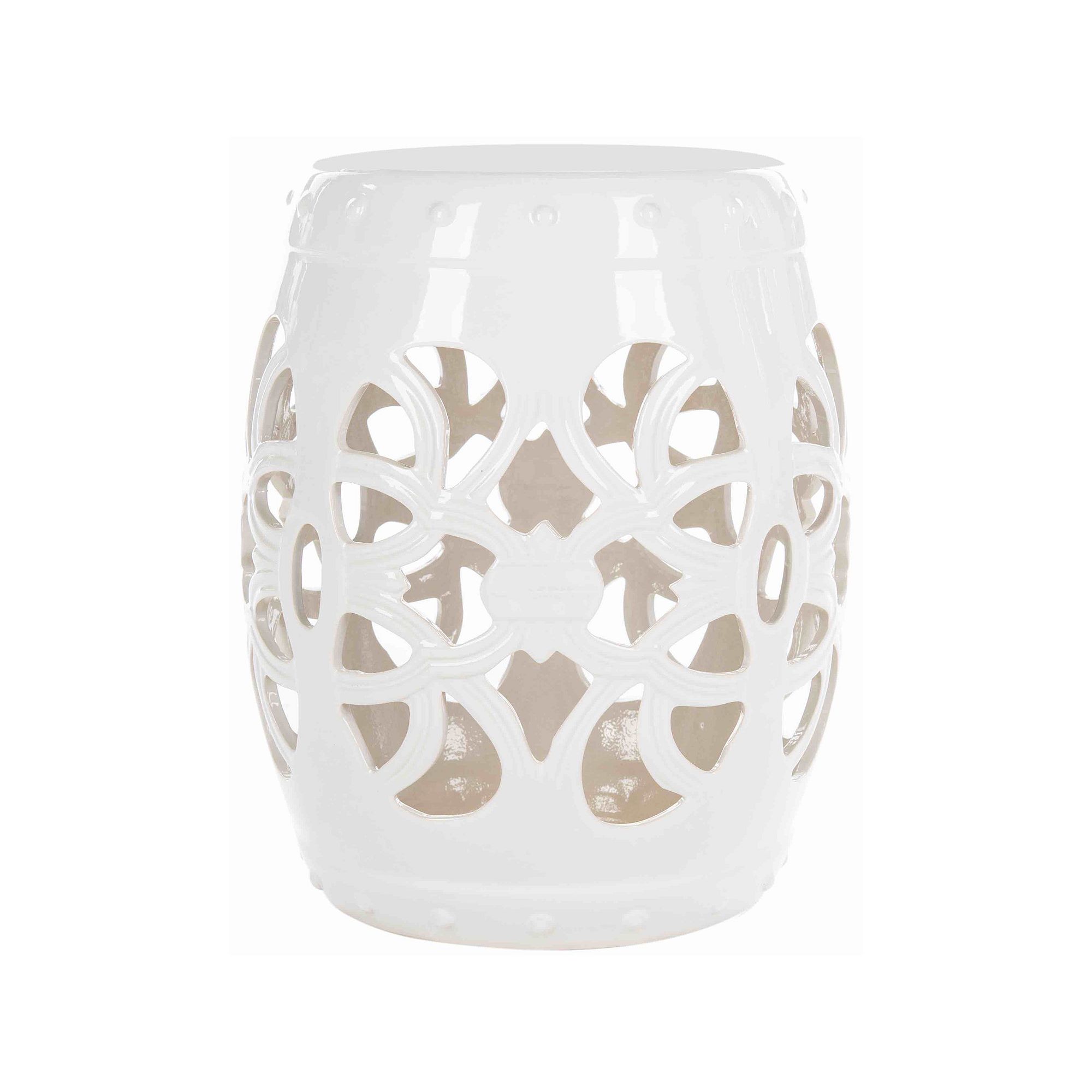 Safavieh Imperial Vine Ceramic Garden Stool, White