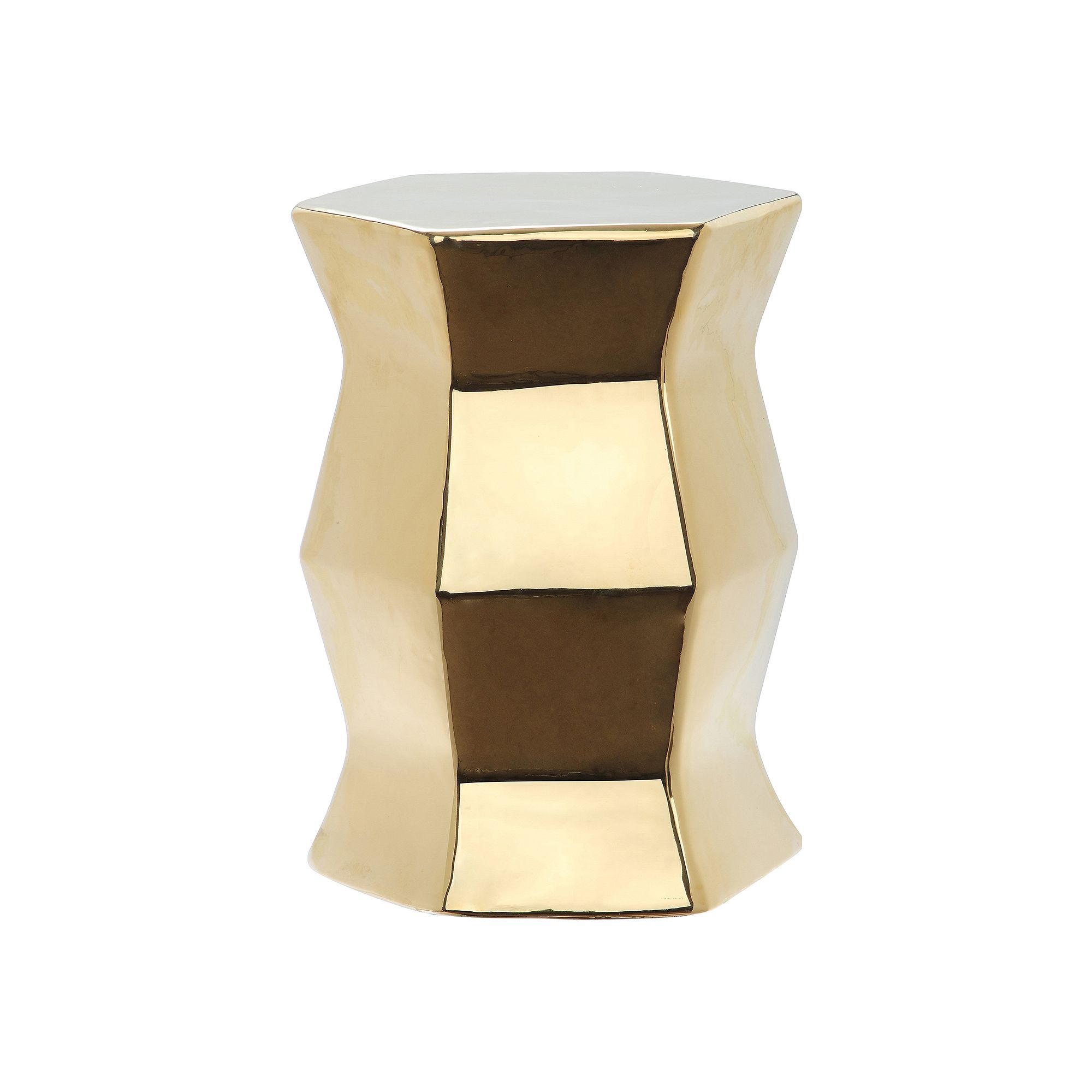 Safavieh Modern Hexagon Ceramic Garden Stool, Plated Gold