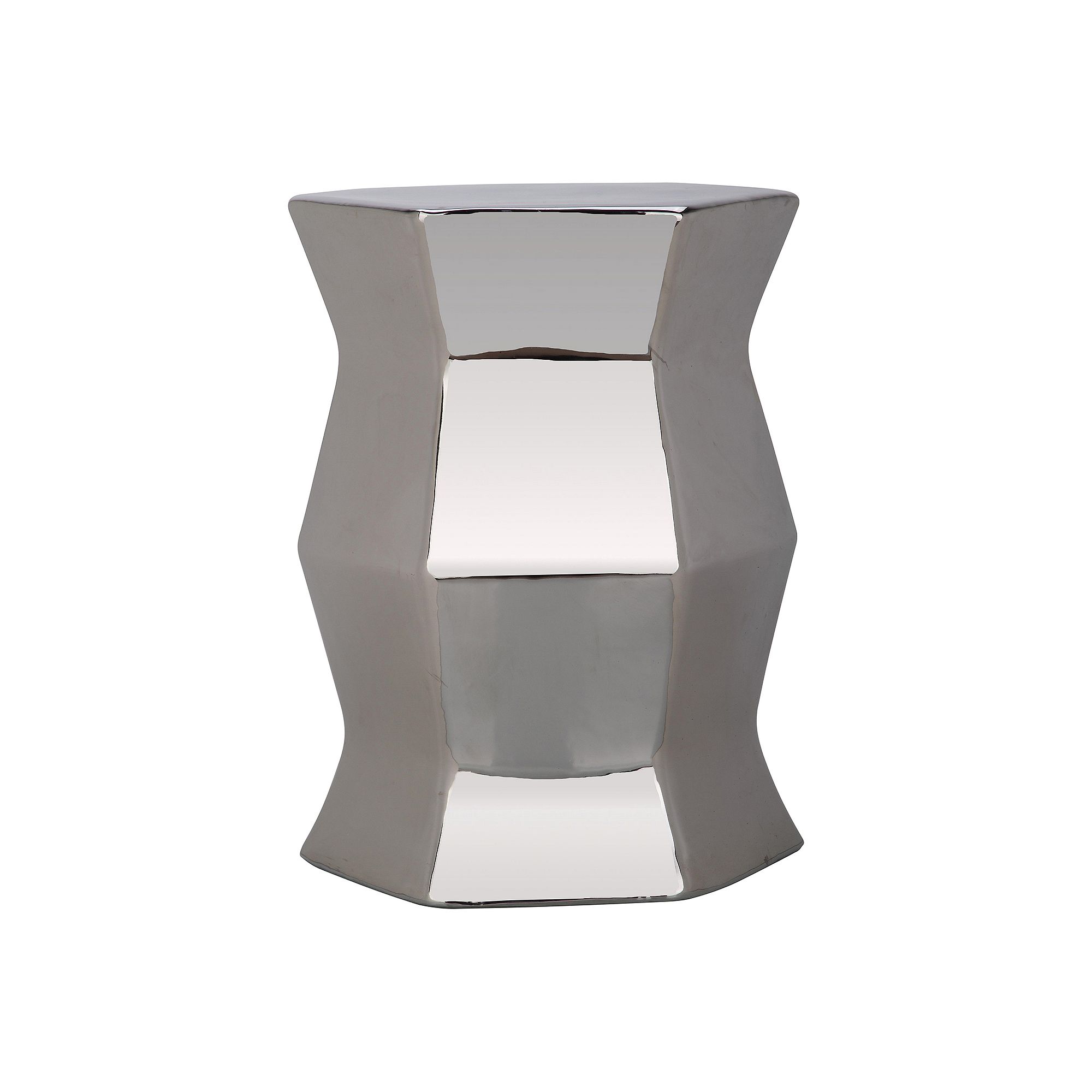 Safavieh Modern Hexagon Ceramic Garden Stool, Plated Silver
