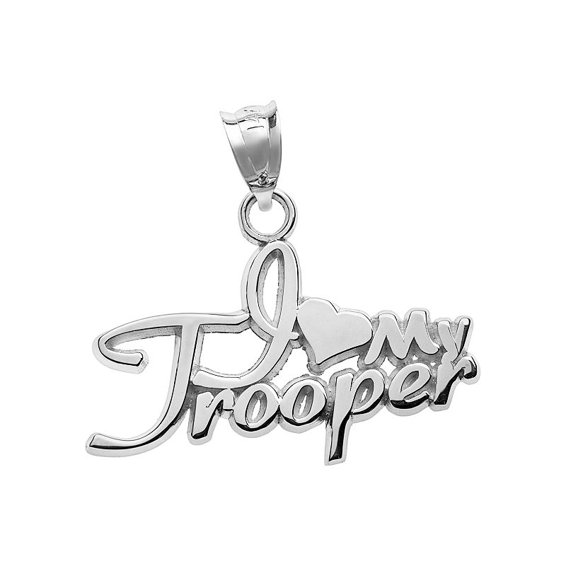 Insignia Collection Sterling Silver I Love My Trooper Pendant, Womens