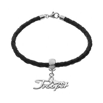 Insignia Collection Sterling Silver & Leather "I Love My Trooper" Bracelet
