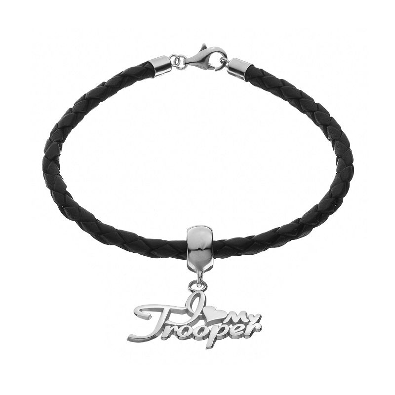 Insignia Collection Sterling Silver & Leather I Love My Trooper Bracel