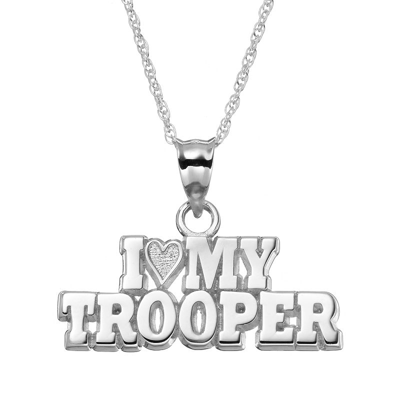 Insignia Collection Sterling Silver I Love My Trooper Pendant Necklace