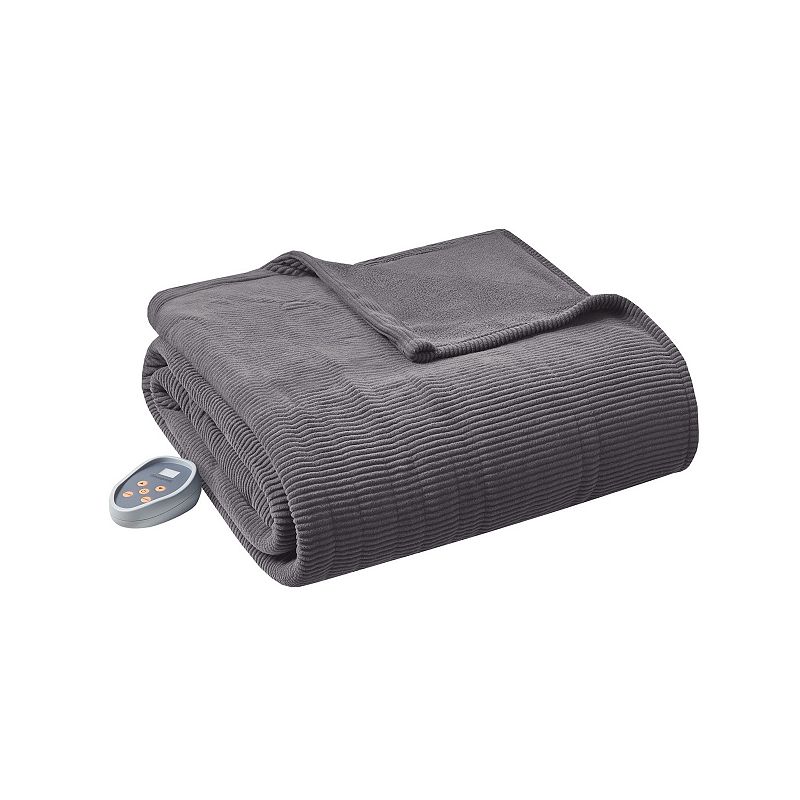 Beautyrest Electric Ultra-soft Micro Fleece Heated Electric Blanket, Grey, 