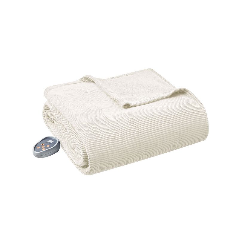 Beautyrest Knitted Micro Fleece Heated Blanket, White, Full