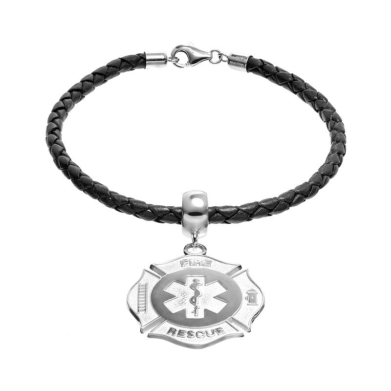 Insignia Collection Sterling Silver and Leather Maltese Cross and Star of 