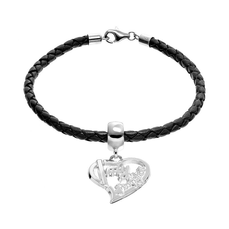 Insignia Collection Sterling Silver & Leather I Love My Firefighter He