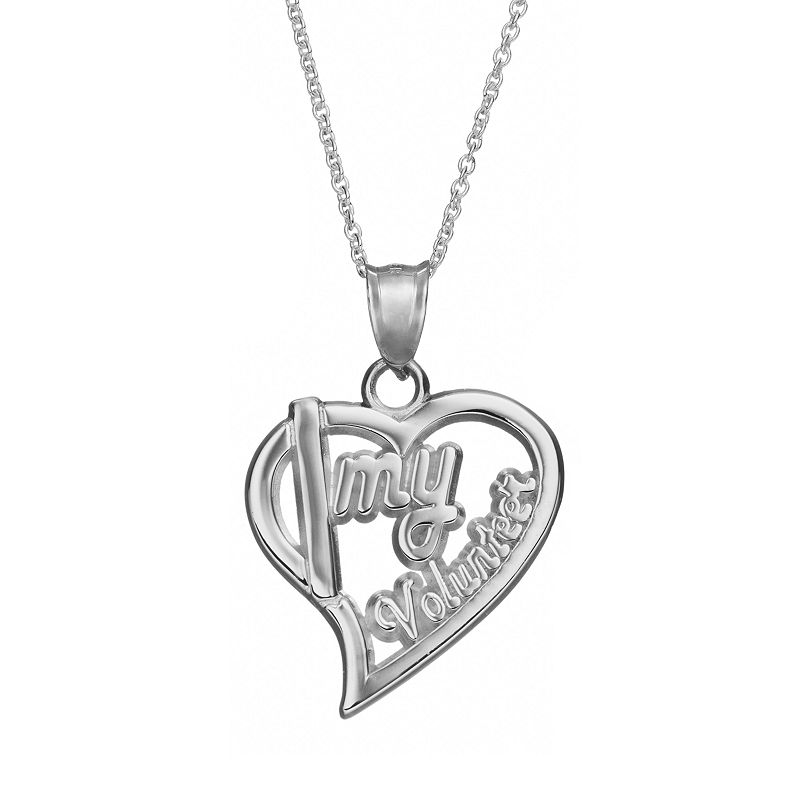 Insignia Collection Sterling Silver I Love My Volunteer Heart Pendant 