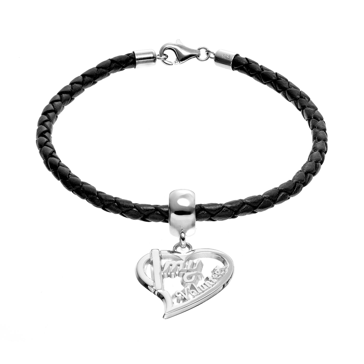 Silver God Sister Pave Heart Charm Braided Bracelet – Inspired Silver