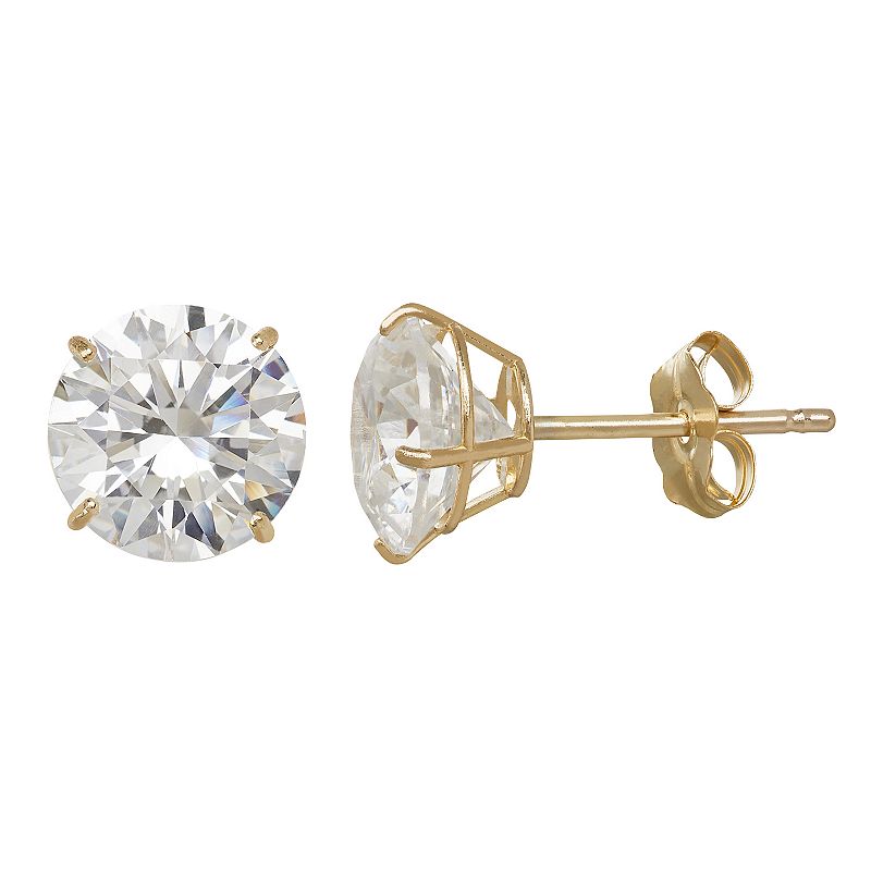 Emotions 10k Gold Cubic Zirconia Solitaire Earrings, Womens, White