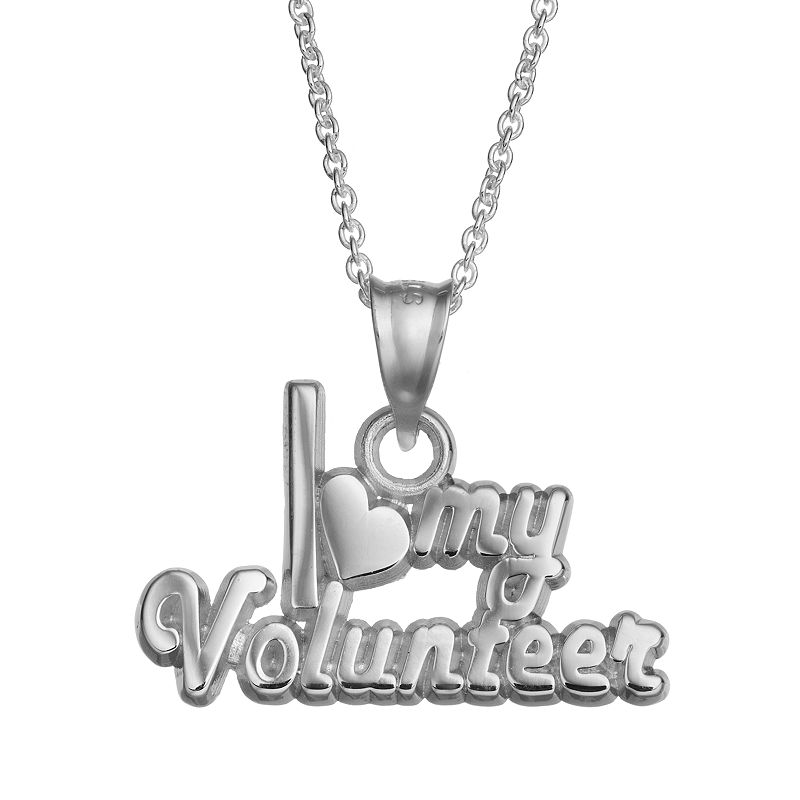 Insignia Collection Sterling Silver I Love My Volunteer Pendant Neckla