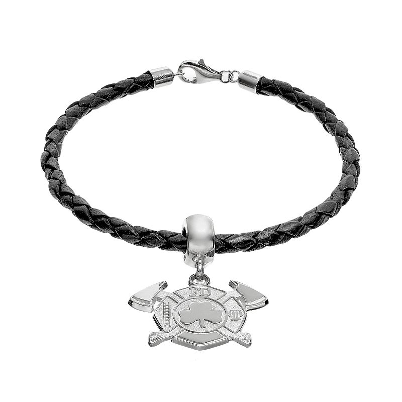 Insignia Collection Sterling Silver and Leather Maltese Cross and Axes Sha - 98698884 - Jewelry Featuring a sterling silver Maltese Cross and Axes sku 98698884