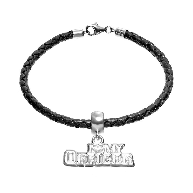 Insignia Collection Sterling Silver & Leather I Love My Officer Charm 
