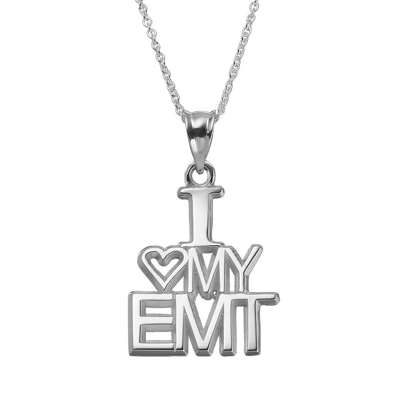 Insignia Collection Sterling Silver I Love My EMT Pendant Necklace, Wo - 98699531 - Jewelry Show your emergency medical technician how much yo sku 98699531