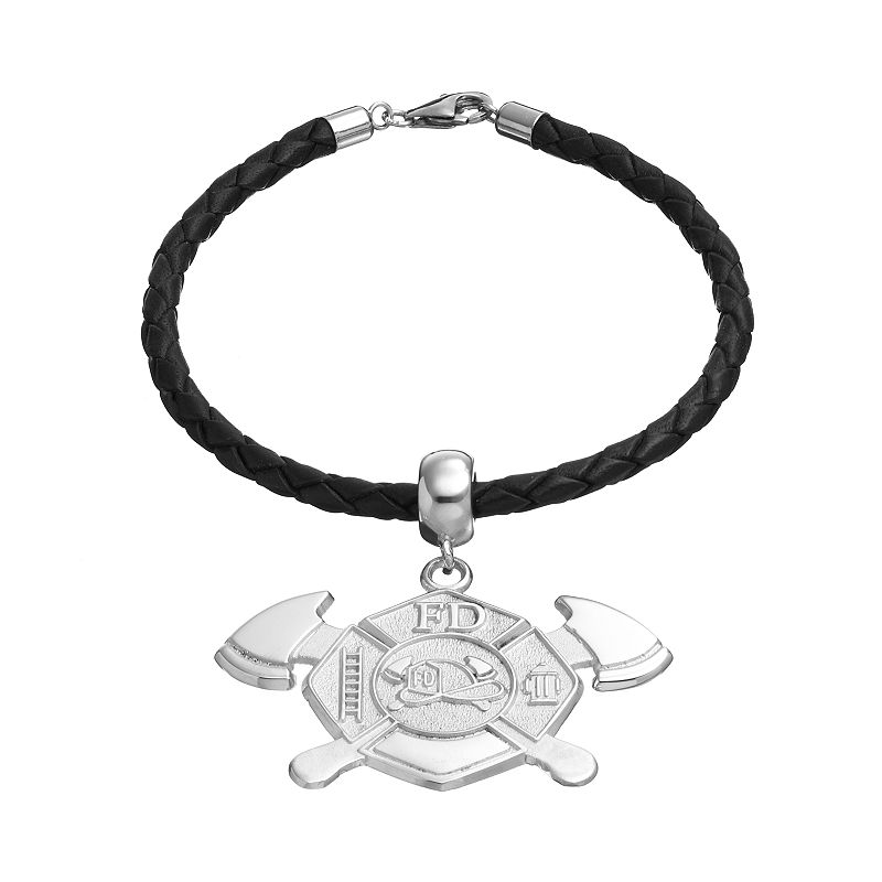 Insignia Collection Sterling Silver and Leather Maltese Cross and Axe Char