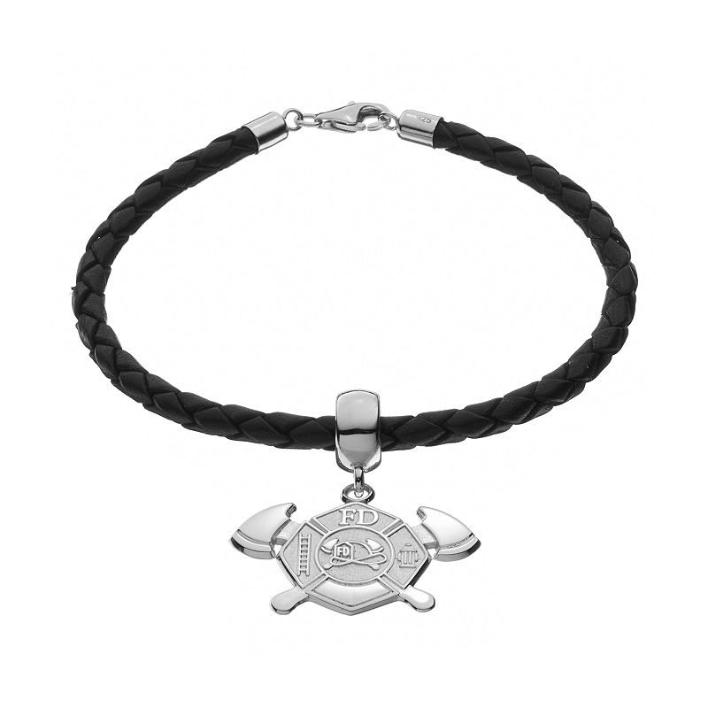 Insignia Collection Sterling Silver and Leather Maltese Cross and Axe Char