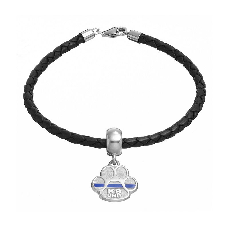 Insignia Collection Sterling Silver & Leather K9 Unit Charm Bracelet, 