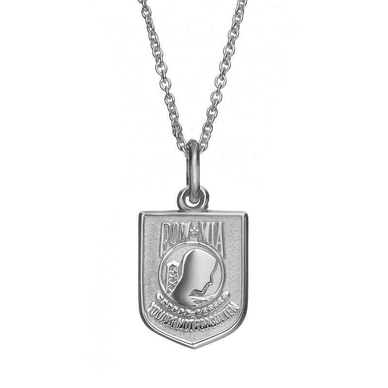Insignia Collection Sterling Silver POW MIA Pendant Necklace, Womens,