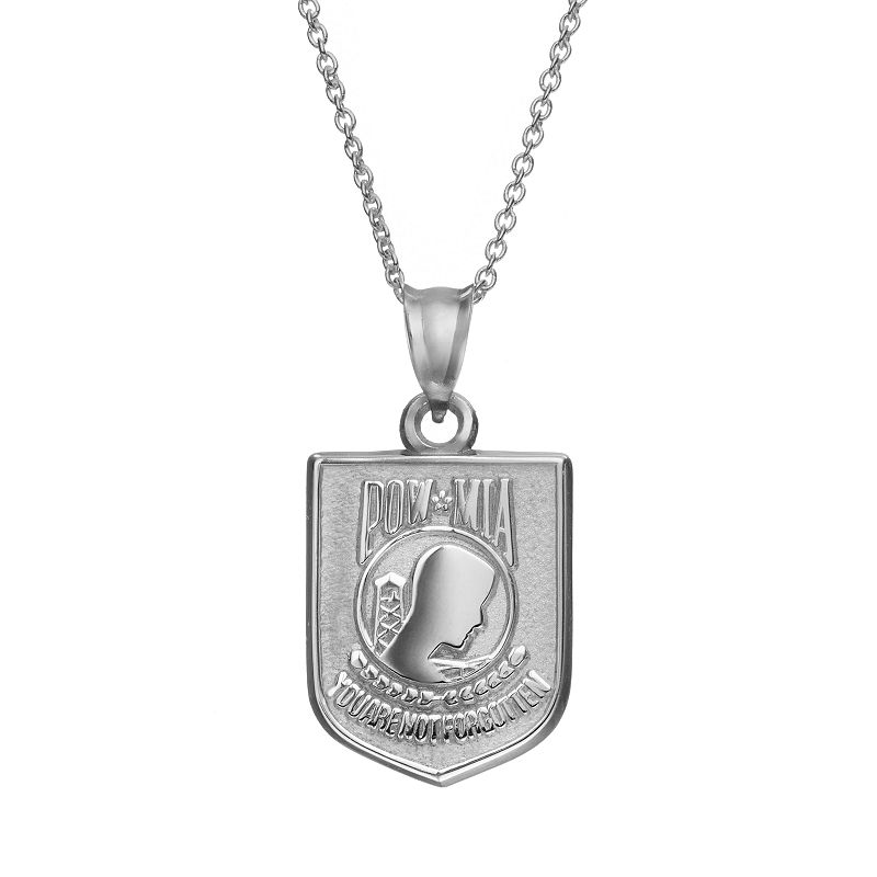 Insignia Collection Sterling Silver POW MIA Pendant Necklace, Womens,