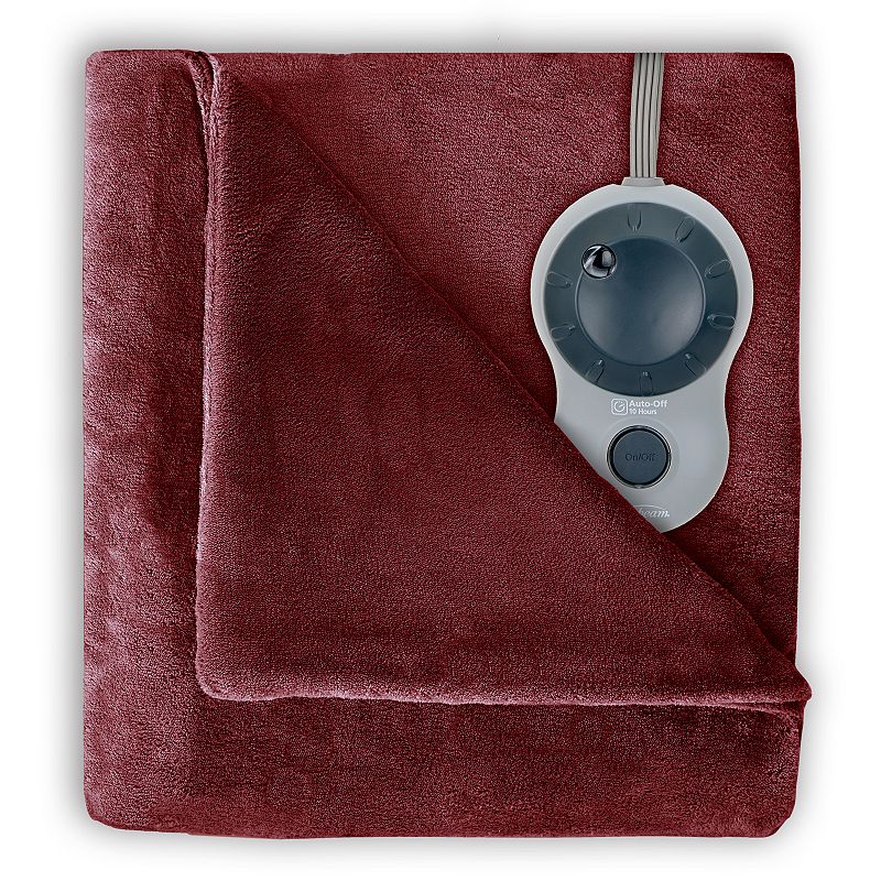 UPC 027045788373 product image for Sunbeam Velvet Plush Heated Blanket, Dark Red, Queen | upcitemdb.com