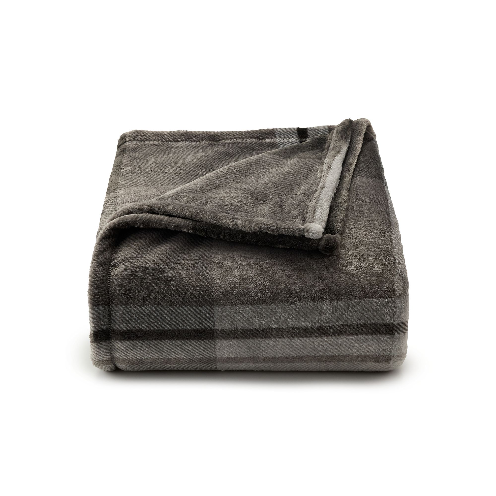 The Big One® SuperSoft Plush Bed Blanket, Gray Plaid