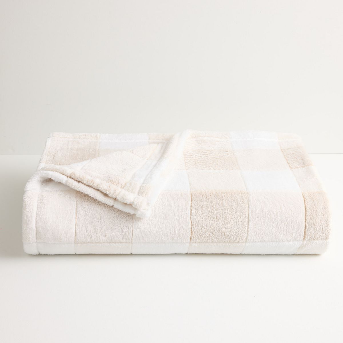 The Big One® Supersoft Plush Bed Blanket - Ivory Check, FULL/QUEEN