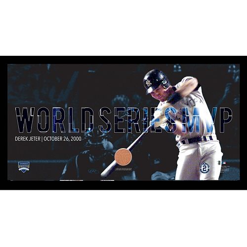 Steiner Sports New York Yankees Derek Jeter Moments 2000 World Series MVP Framed 10″ x 20″ Photo with Authentic Field Dirt