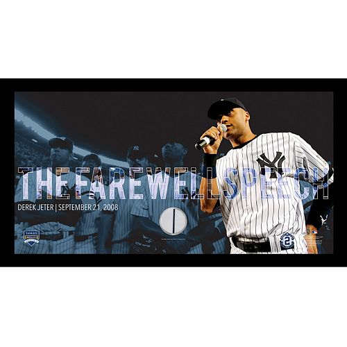 Steiner Sports New York Yankees Derek Jeter Moments Farewell Speech Framed 10 x 20 Photo with Auth...