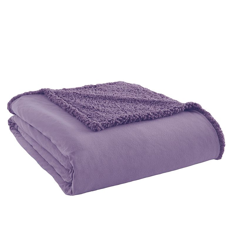 55871518 Micro Flannel Sherpa Blanket, Purple, Twin sku 55871518