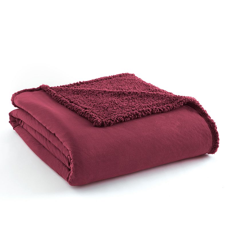 62182722 Micro Flannel Sherpa Blanket, Red, Twin sku 62182722