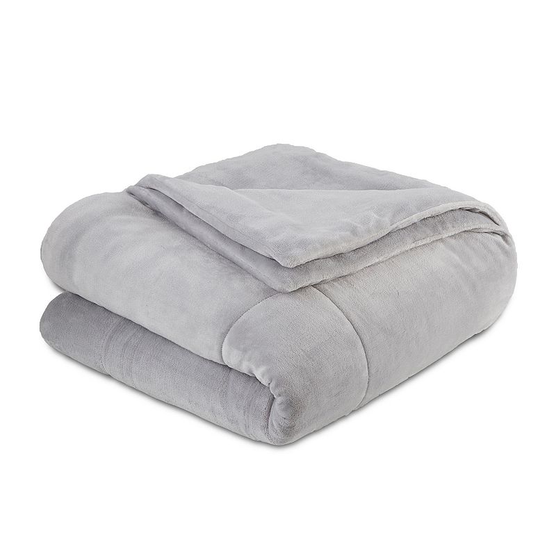 Vellux Plush Lux Blanket, Light Grey, Full/Queen