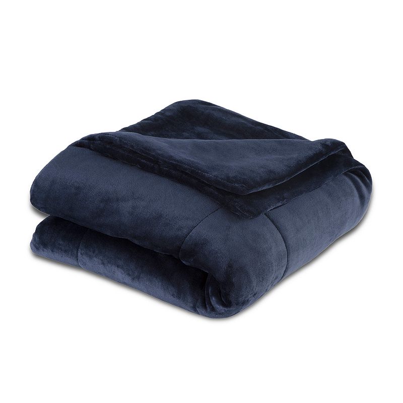 Vellux Plush Lux Blanket, Dark Blue, Twin