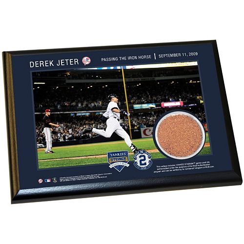 Steiner Sports New York Yankees Derek Jeter Moments Passing Gehrig 5 x 7 Plaque with Authentic Fie...