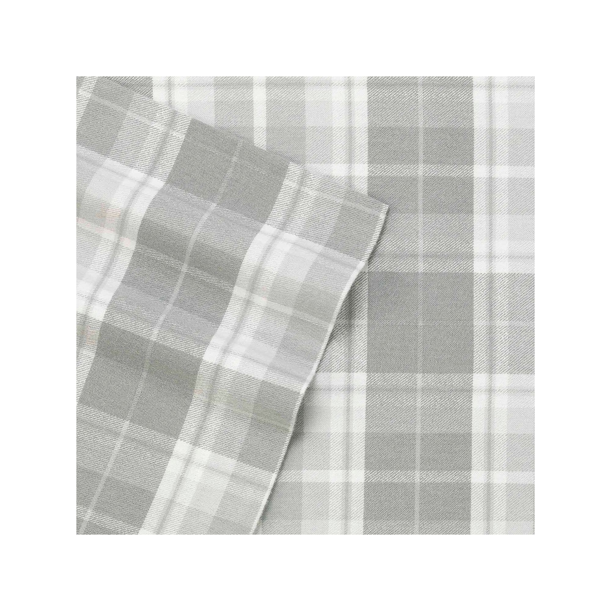 Laura Ashley Brushed Cotton Flannel Sheet Set, Gray Mullholland Plaid