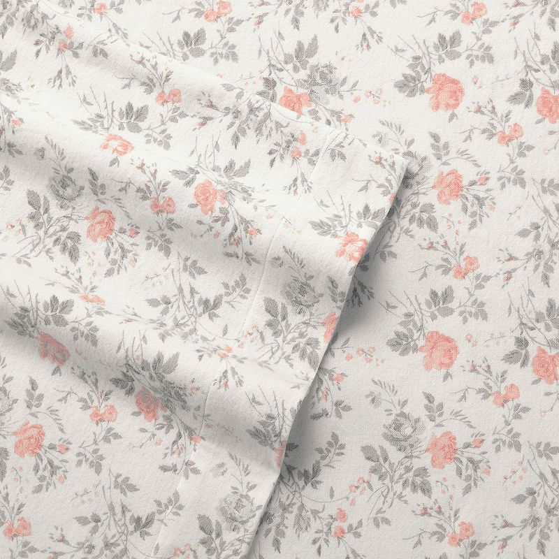 Laura Ashley Brushed Cotton Flannel Sheet Set, Gray Rosalie