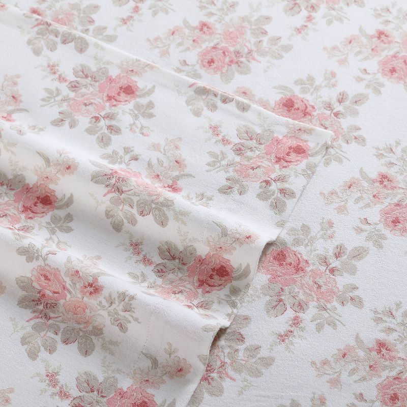 Laura Ashley Flannel Sheet Set, Pink, Twin