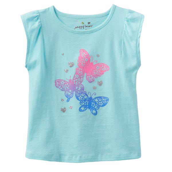 6X Girls 5 NWT Jumping Beans Multi White Butterfly Tee Girls Toddler 2T 3T 4T 