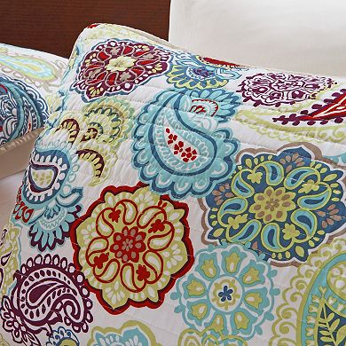 Mi Zone Asha Reversible Quilt Set with Throw Pillow