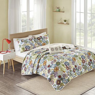 Mi Zone Asha Reversible Quilt Set with Shams and Decorative Pillows