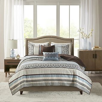 Madison Park Dartmouth 5 pc Quilt Set with Shams and Throw Pillows