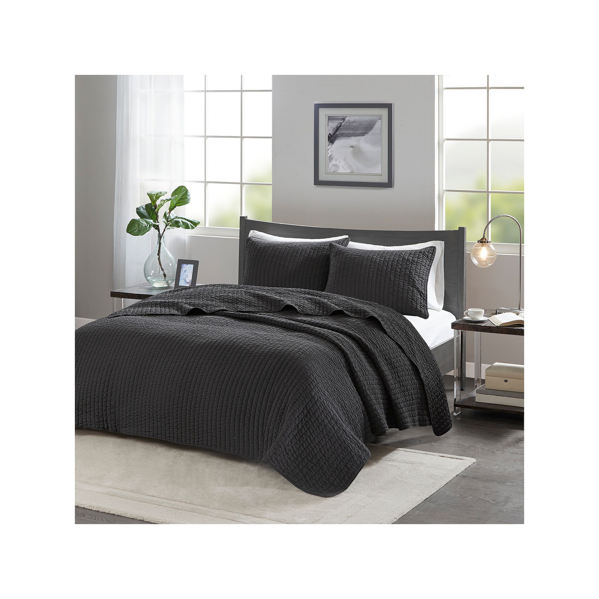 Madison Park Jaxson Quilt Set, Black
