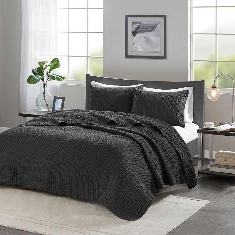 Madison Park Jaxson Quilt Set, Black, King